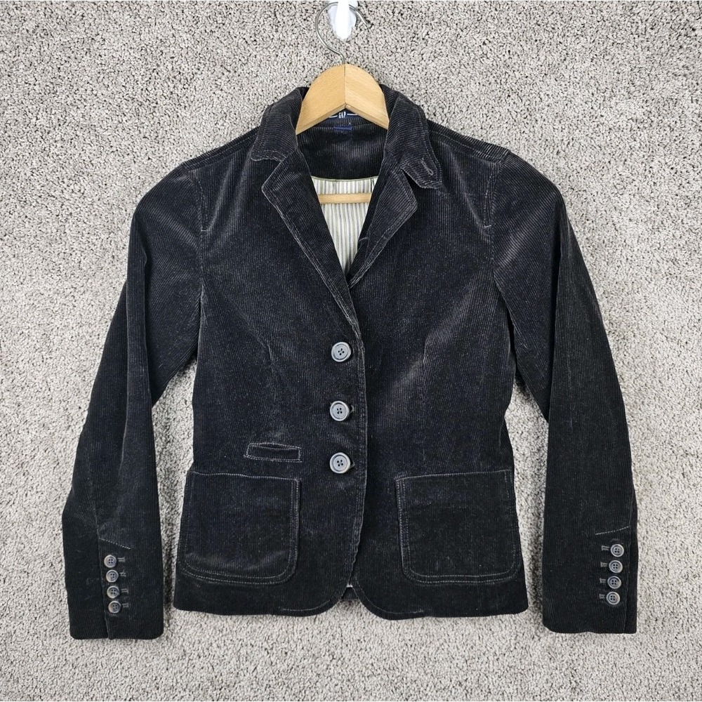 Gap Corduroy‎ Dark Chocolate Brown Blazer 2007 3 button Closure Women's Size 0